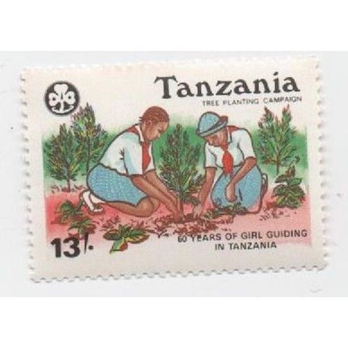 Timbre Non Oblitéré Tanzanie Tanzania Girl 60 Years Of Girl Guiding In Tanzania Guide Femme 