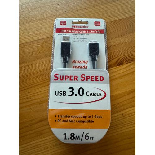 Cable USB Type A Male to B Male Micro Super speed 1,80m