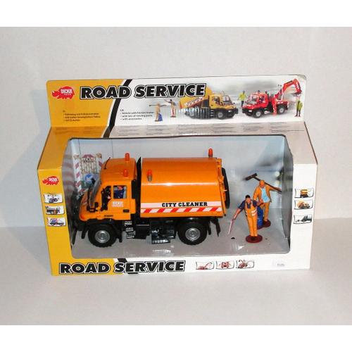 Camion Unimog Road Service City Cleaner Travaux Dde Dickie Toys Inclus Figurines 
