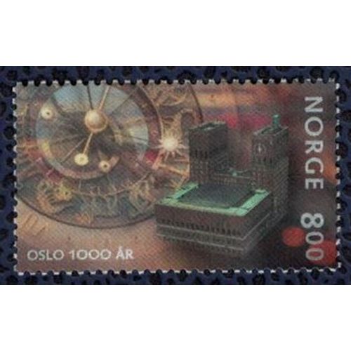 Norvège 2000 Utilisé Used Hôtel De Ville Oslo Et Horloge