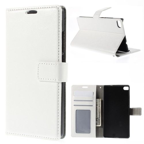 Etui Type Portefeuille Pour Huawei Ascend P8 Coloris Blanc Rabat Latéral Articul