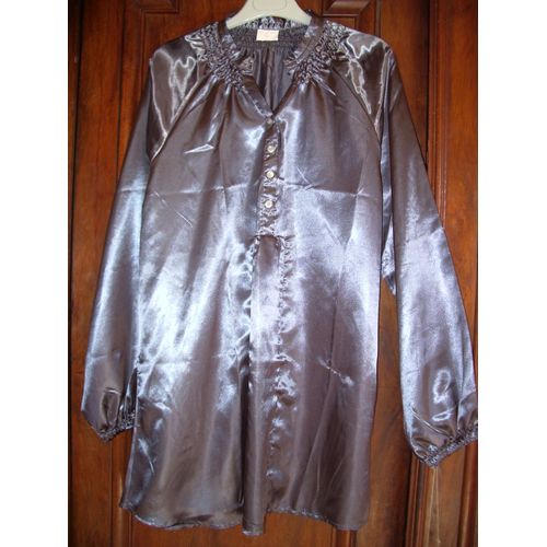 Tunique Grise Effet Satin Taille 40 Superbe
