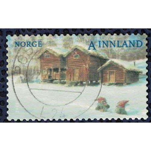 Norvège 2008 Oblitéré Rond Used Christmas Lutins De Noël Dans La Neige Devant Cabanes Bois