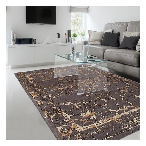 Tapis Kilim 200x290 Cm Rectangulaire Destructural Argent Salle À Manger Tissé À La Main Adapté Au Chauffage Par Le Sol