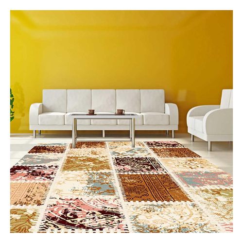 Tapis Salon 160x230 Cm Rectangulaire Patchwork Chic Crème Salon Adapté Au Chauffage Par Le Sol