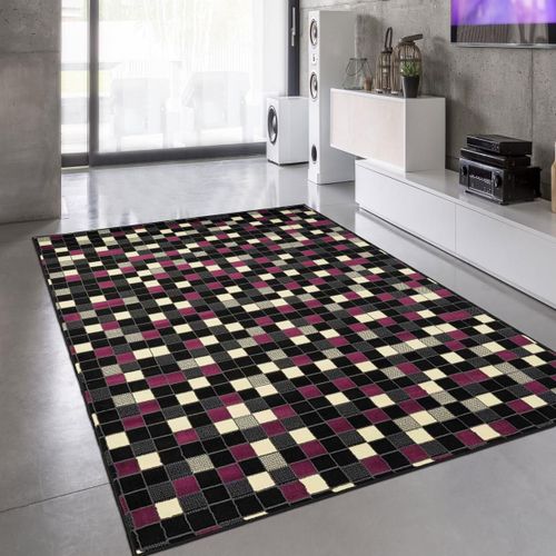 Tapis Salon 80x150 Cm Rectangulaire Bc Pixely Rose Chambre Adapté Au Chauffage Par Le Sol