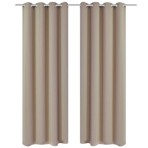 2 Pcs Rideau Blackout Occultant Crème Avec ¿Illets En Métal 135x245cm