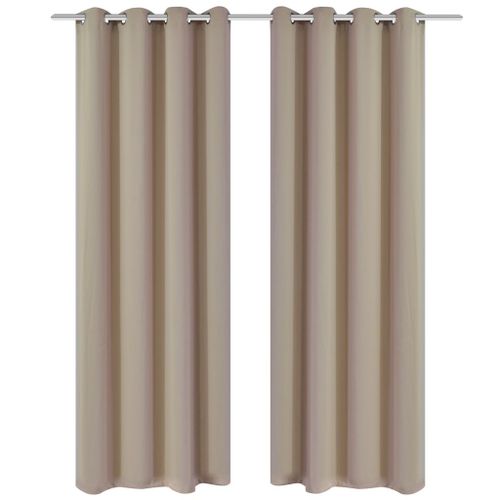 2 Pcs Rideau Blackout Occultant Crème Avec ¿Illets En Métal 135x245cm