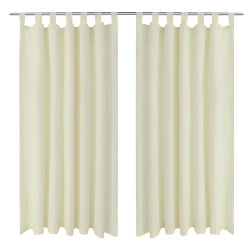 2 Pcs Rideau À Passant Micro Satin Crème 140 X 225 Cm