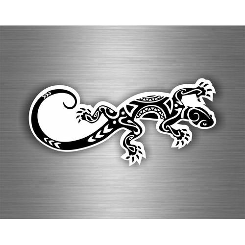 Autocollant Sticker Salamandre lezard Gecko Noir Voiture Moto macbook  Tribal Tuning