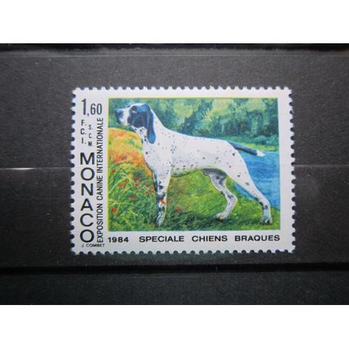 Monaco. Timbre N° 1425 (1984). Exposition Canine Internationale "Speciale Braques" A Monte-Carlo