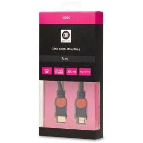 CÃ¢ble HDMI mÃ¢le/mÃ¢le 3m D2 Diffusion