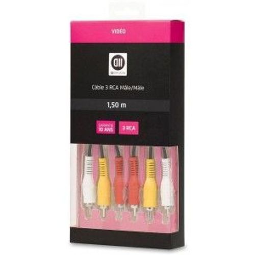CÃ¢ble 3 RCA mÃ¢le/mÃ¢le 1,5m D2 Diffusion