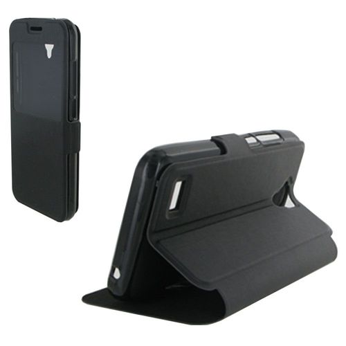 Etui Stand À Rabat Latéral Avec Fenêtre Coloris Noir Pour Huawei Y5