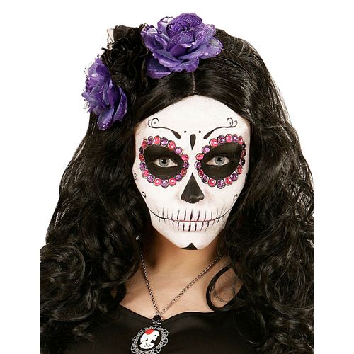 Serre Tête Fleurs Violettes Et Noires Femme Dia De Los Muertos
