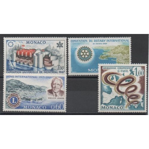 Monaco 1967: Série De 4 Timbres Commémoratifs