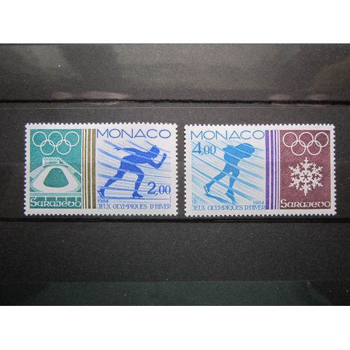 Monaco. Timbres N° 1416 Et 1417 (1984). Jeux Olympiques D Hiver A Sarajevo. Patinage De Vitesse.
