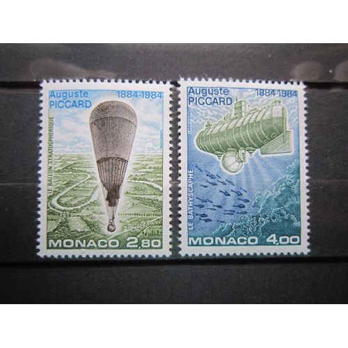 Monaco. Timbres N° 1427 Et 1428 (1984). Centenaire De La Naissance Du Physicien Auguste Picard.