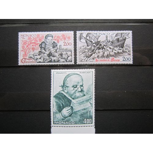 Monaco. Timbres N° 1451 A 1453 (1984). Serie "Les Arts". 450eme Anniversaire De La 1ere Edition De "Gargantua".