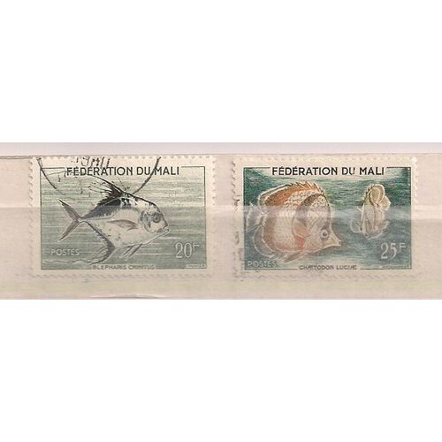 Mali- 2 Timbres Oblitérés- Poissons