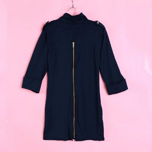 Top Long/Tunique Bleu Marine Officier Grand Zip Dos - T36