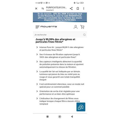 Purificateur d'air intense Rowenta.