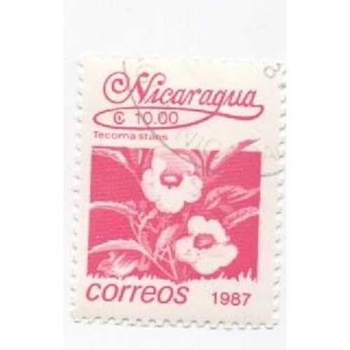Timbre Oblitéré Nicaragua Correos Plante Fleur 