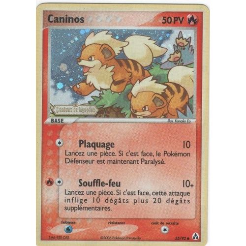 Carte Pokémon "Caninos" Pv50 Holo 55/92