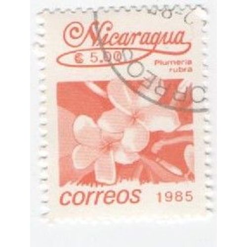 Timbre Oblitéré Nicaragua Correos 1985 Plumeria Rubra