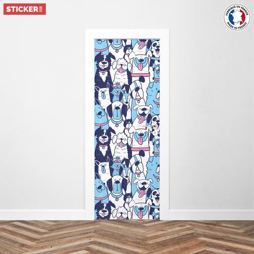 Sticker Porte Chiens Bleus - 204 x 73 cm