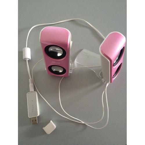 Mini-enceintes Pc/Mac Trust roses USB Portable speakers 16168