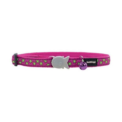 Collier Chat Red Dingo 20-32 12mm Rose Etoiles Vertes
