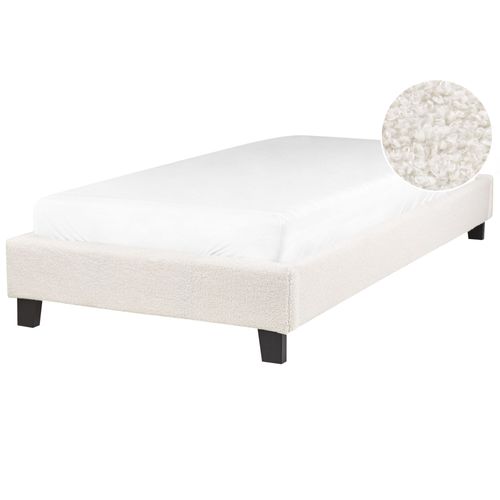 Lit En Bouclé 90 X 200 Cm Crème Roanne