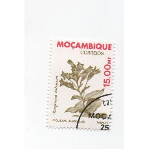 Timbre Mozambique Fleur Plante Tabac Tabaco Correios Oblitéré