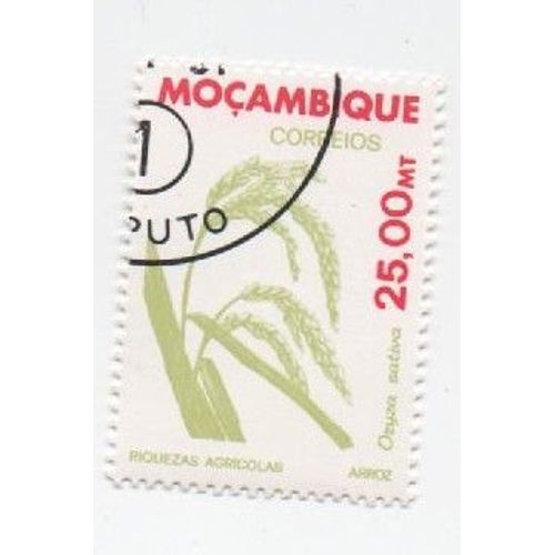 Timbre Mozambique Fleur Plante Riquezas Correios Oblitéré