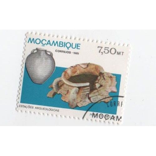 Timbre Mozambique Archeologie Archeologique Correios Oblitéré 7.50