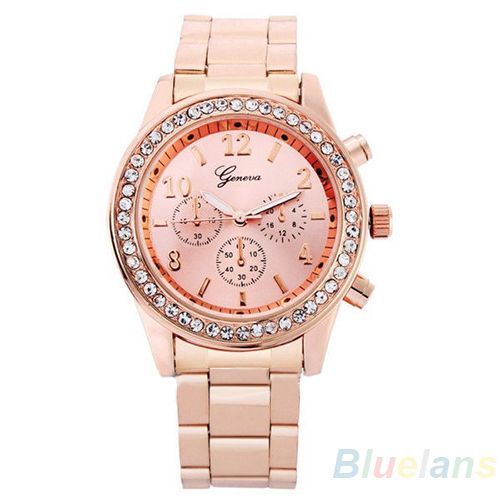 Montre Geneva Quartz Pour Femme Et Fille , Rose Ou Or