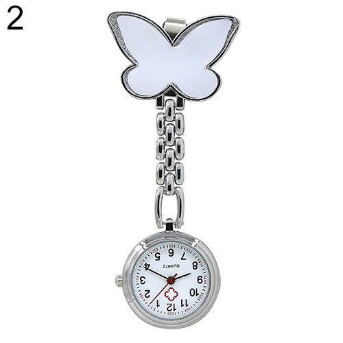 Femmes Mode Mignon Pendentif Montre Quartz Papillon Infirmière Blanc