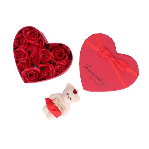 Savon Fleur En Forme De Coeur Rose Boîte Cadeau Ours Rose Cadeau De Saint Valentin Créatif Décoration De La Maison Ornement Souvenir Anniversaire Cadeau D'anniversaire