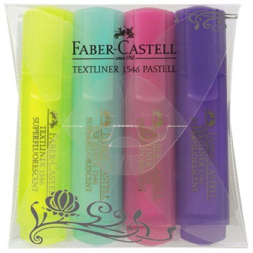 Faber Castell 154610 Lot De 4 Surligneurs Textliner 1546 Couleurs Pastelles (Jaune/Menthe/Fuchsia/Lilas) (Import Allemagne)