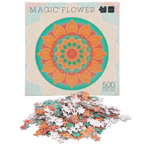 Puzzle Rond Pour Adulte De 500 Pièces, Kaléidoscope Magique Du Zodiaque Arc-En-Ciel, Fleur Magique