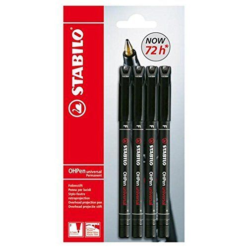 Stabilo Ohpen / B-14918-10 Stylo Feutre Pour Transparent Permanent Noir 4 Pièces (Import Allemagne)