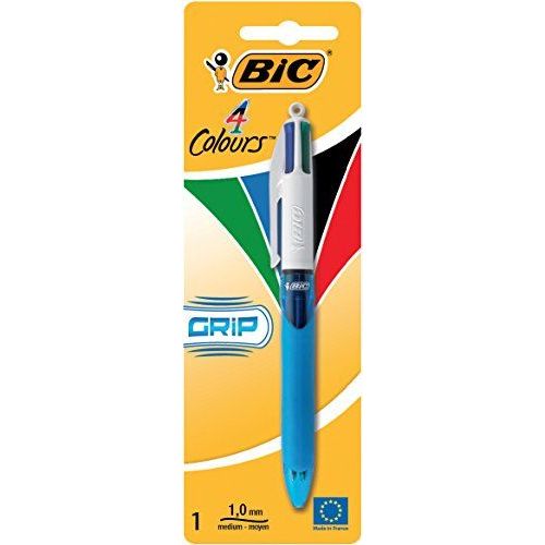 Bic 4 Couleurs Grip Stylo-Bille Noir + Bleu + Rouge + Vert