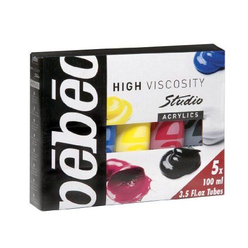 Pébéo 833000 Packs Primaires Studio + Acrylique Assortiment De 5 Tubes De 100 Ml