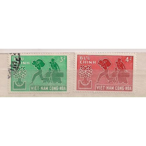 Vietnam Sud- 1 Timbre Oblitéré (3d) Et 1 Timbre Neuf (4d)- Année Mondiale Des Réfugiés