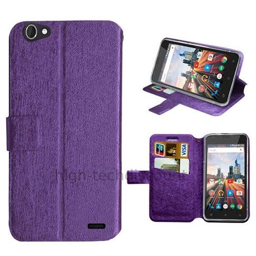 Housse Etui Coque Pochette Portefeuille Pour Archos 50 Helium Plus + Film Ecran - Mauve