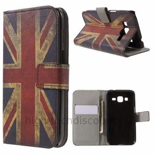 Housse Etui Coque Pochette Portefeuille Pu Cuir Pour Samsung G361h Galaxy Core Prime Ve + Film Ecran - Uk