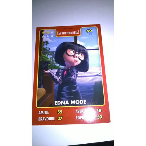 Carte De Collection Disney Pixar Auchan Numero 60 Edna Mode  (Les Indestructibles)