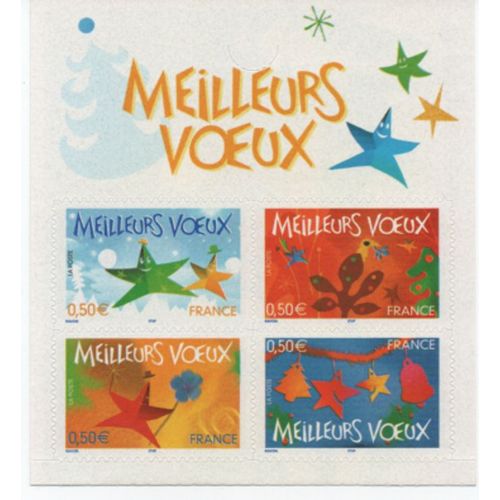 France 2004: Bloc De 4 Timbres Auto-Adhésifs N° 44, 45,46 Et 47 Avec Légende "Meilleurs Voeux".