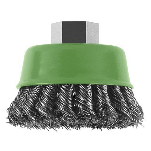 Brosse boisseau à fils torsadés, inoxydables, Ø 75 mm M14